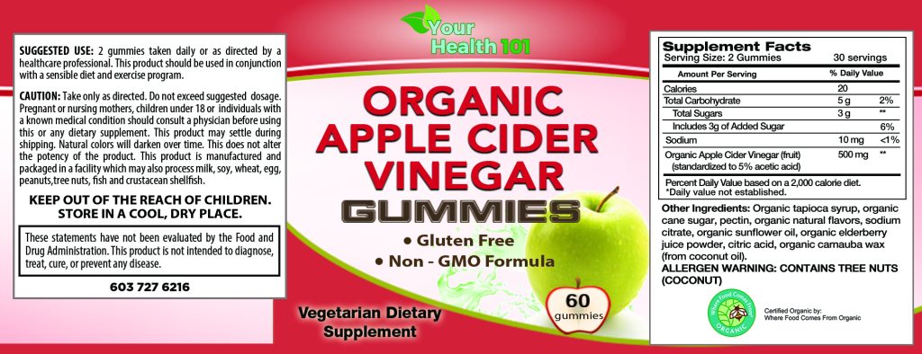 Apple Cider Vinegar Gummies 60ct - Label
