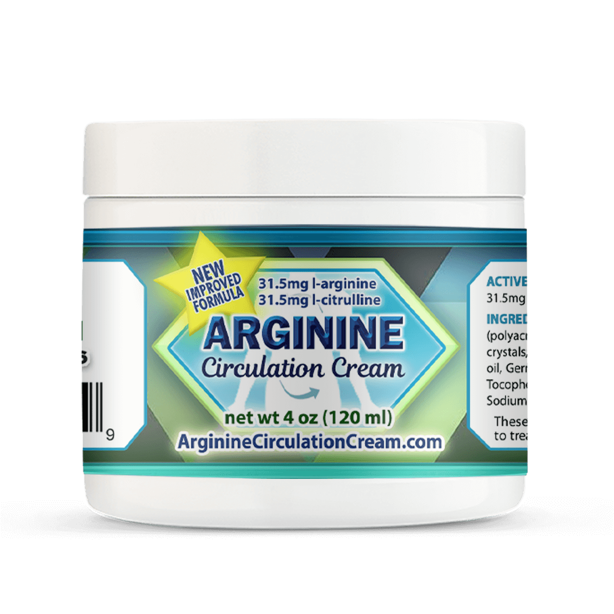 Arginine Circulation Cream 4oz Jar - Single View Arginine Circulation Cream 4oz Jar - Single View