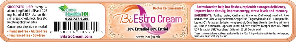 BiEstro Cream 2oz Jar - Label