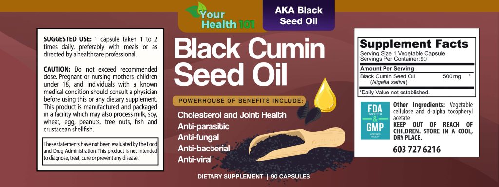 Black Cumin Seed Oil Product Label