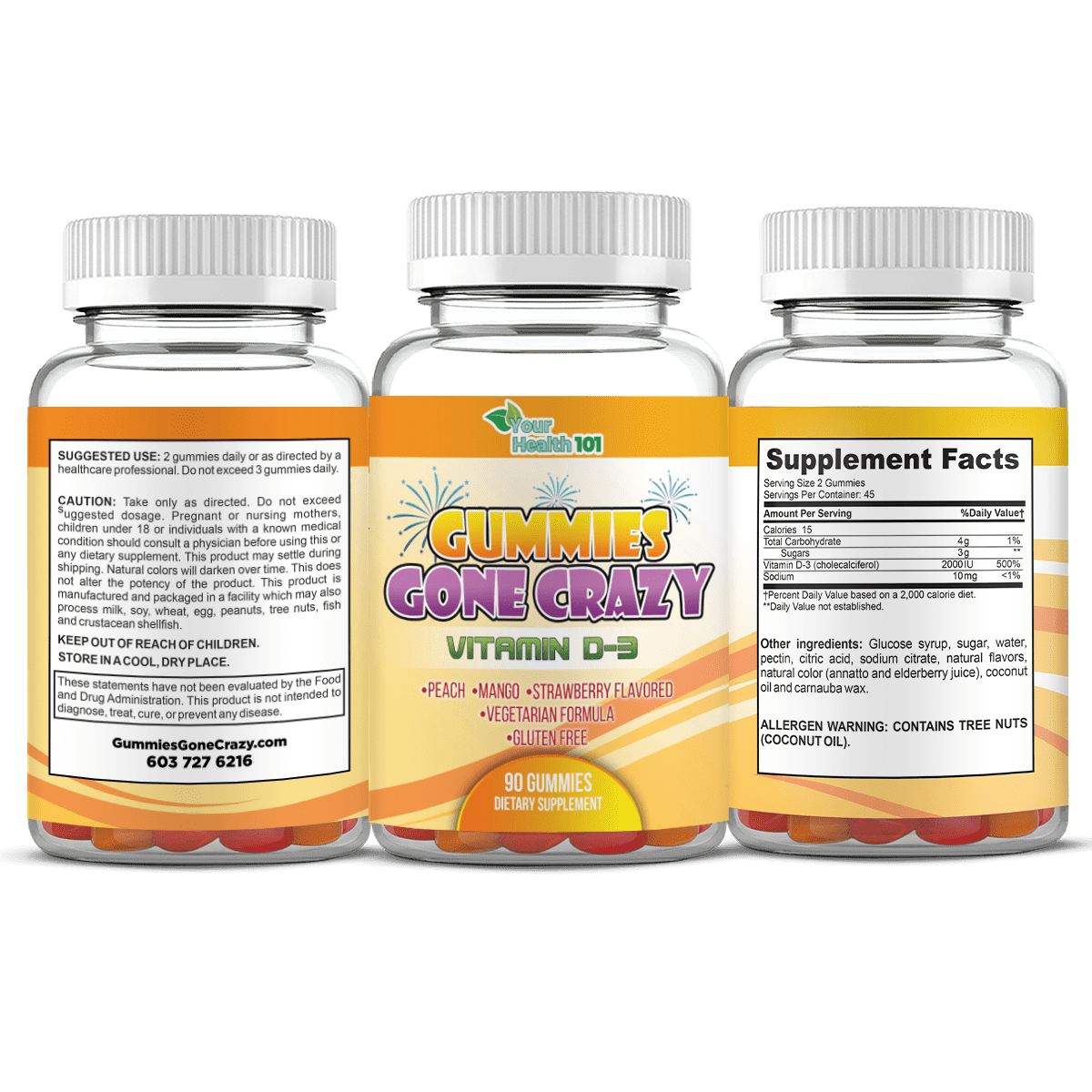 Gummies Gone Crazy Vitamin D3 - 3 Sides View - 1 Gummies Gone Crazy Vitamin D3 - 3 Sides View - 1