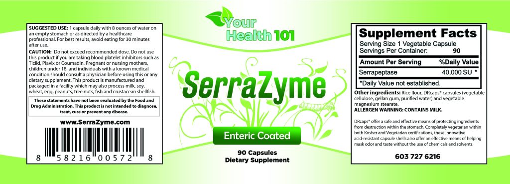 Serrazyme Enzyme 90ct - Label