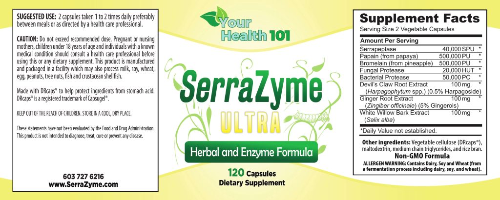 Serrazyme Ultra 120 ct - Label